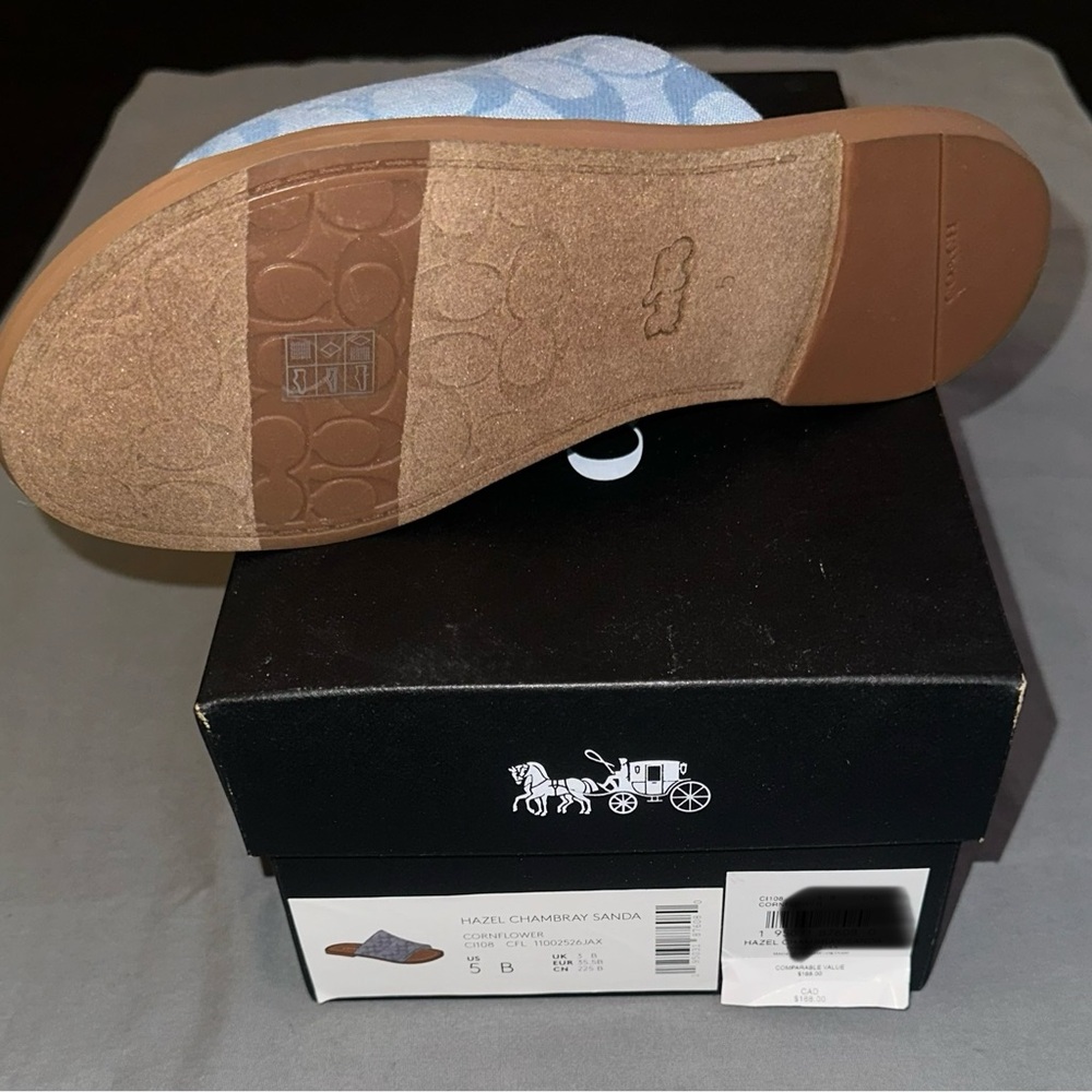 Brand new Coach slippers in box never worn. Carolina blue Coach logo design. - Picture 3 of 3